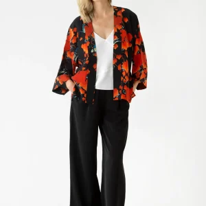 Best One Hundred Stars Acer Black Crepe Kimono