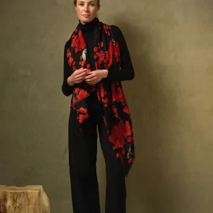 Hot One Hundred Stars Acer Black Wool Scarf