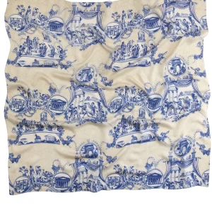 Cheap One Hundred Stars Ancient Columns Blue Silk Scarf