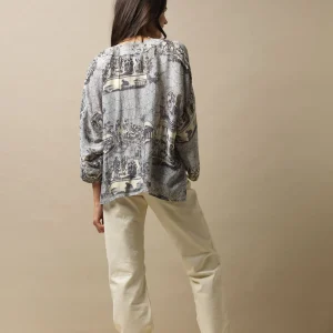 Clearance One Hundred Stars Ancient Columns Charcoal Kimono