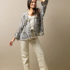 Clearance One Hundred Stars Ancient Columns Charcoal Kimono