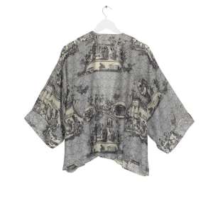 Clearance One Hundred Stars Ancient Columns Charcoal Kimono