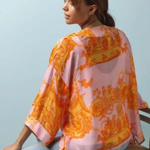 Best One Hundred Stars Ancient Columns Orange Kimono