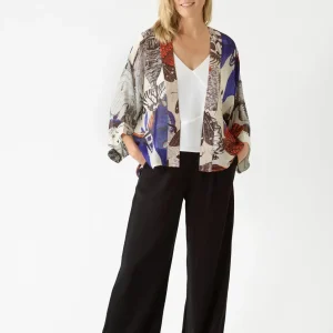 Hot One Hundred Stars Butterflies Cobalt Kimono