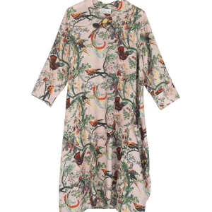 Hot One Hundred Stars Chinoiserie Pink Asymmetric Dress