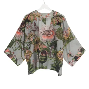 Cheap One Hundred Stars Eccentric Blooms Putty Kimono