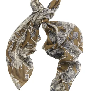 Cheap One Hundred Stars Etched Flower Khaki Kew Scarf
