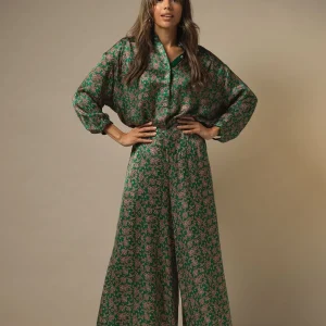 Store One Hundred Stars Floral Paisley Green Palazzo Pant