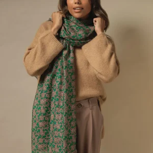 Flash Sale One Hundred Stars Floral Paisley Green Scarf