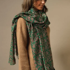Flash Sale One Hundred Stars Floral Paisley Green Scarf