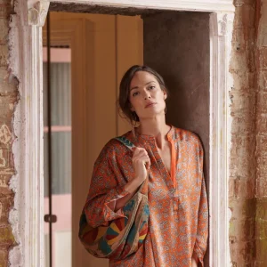 New One Hundred Stars Floral Paisley Orange Darcy Shirt