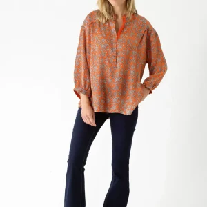 New One Hundred Stars Floral Paisley Orange Darcy Shirt