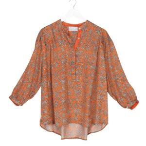 New One Hundred Stars Floral Paisley Orange Darcy Shirt