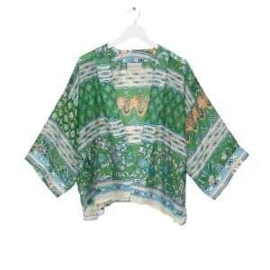 Cheap One Hundred Stars Folk Flowers Green Kimono