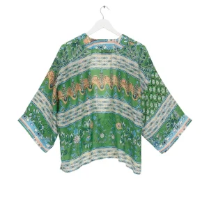 Cheap One Hundred Stars Folk Flowers Green Kimono