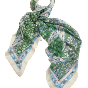 Cheap One Hundred Stars Folk Flowers Green Scarf