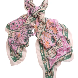 New One Hundred Stars Folk Flowers Pink Scarf