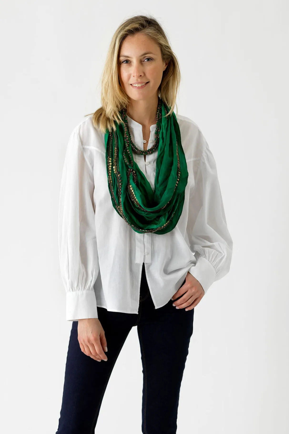Hot One Hundred Stars Indian Heritage Green Necklace Scarf