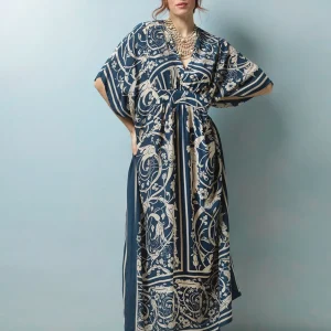 Hot One Hundred Stars Jaipur Blue Margeux Kaftan