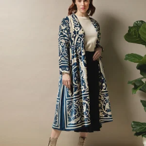 Outlet One Hundred Stars Jaipur Blue Velvet Duster Coat