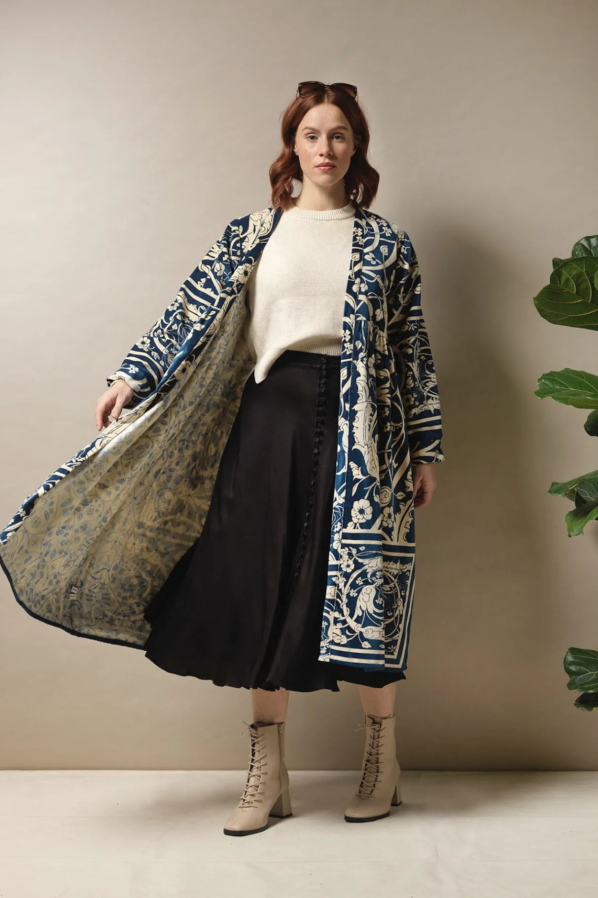 jaipur_blue_velvet_duster_coat_2.webp Outlet One Hundred Stars Jaipur Blue Velvet Duster Coat