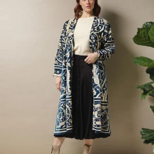 Outlet One Hundred Stars Jaipur Blue Velvet Duster Coat