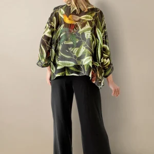 Fashion One Hundred Stars Kew Evergreen Black Kimono