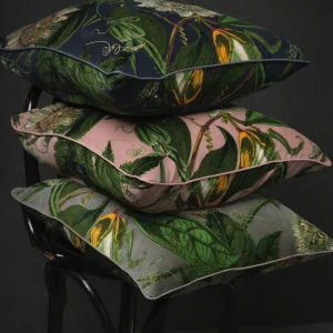 Sale One Hundred Stars Kew Passion Flower Grey Velvet Square Cushion