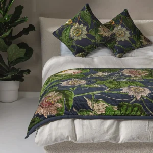 Sale One Hundred Stars Kew Passion Flower Grey Velvet Throw