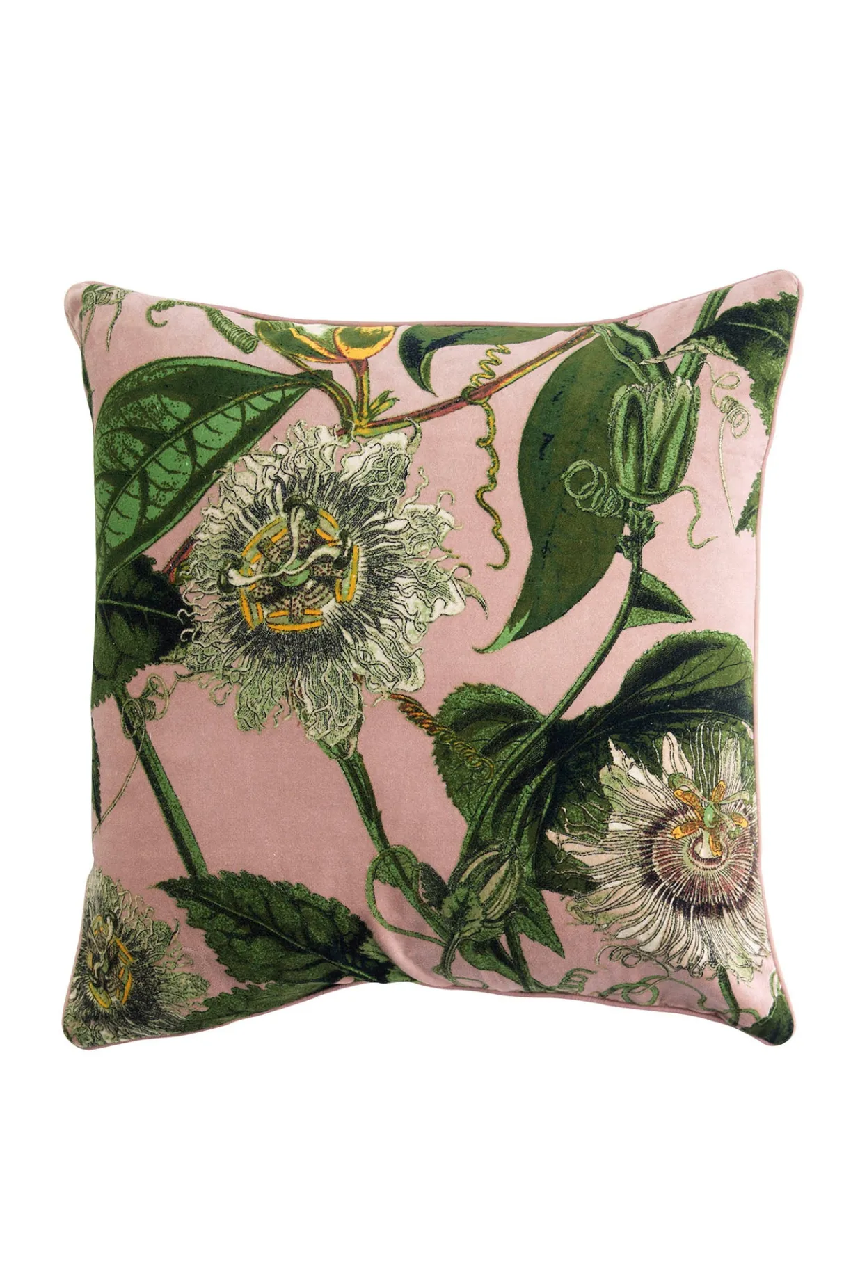 kew_passion_flower_pink_velvet_square_cushion_0.webp Sale One Hundred Stars Kew Passion Flower Pink Velvet Square Cushion