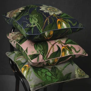 Sale One Hundred Stars Kew Passion Flower Pink Velvet Square Cushion