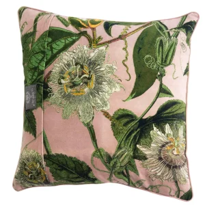Sale One Hundred Stars Kew Passion Flower Pink Velvet Square Cushion