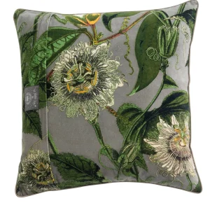 Shop One Hundred Stars Kew Passion Flower Stone Velvet Square Cushion