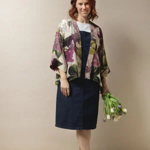Clearance One Hundred Stars Kew Protea Stone Kimono