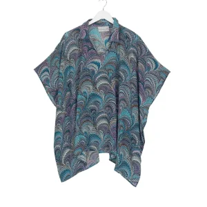 Outlet One Hundred Stars Marbled Blue Tunic Top