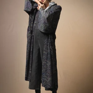 Discount One Hundred Stars Marbled Indigo Crepe Long Kimono