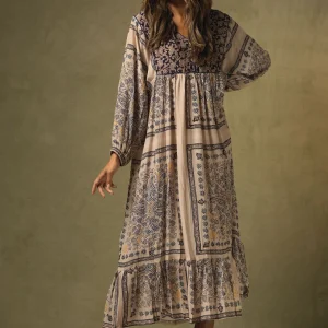 Flash Sale One Hundred Stars Mehndi Blue Boho Dress