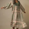 Store One Hundred Stars Mehndi Green Boho Dress