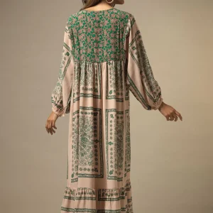 Store One Hundred Stars Mehndi Green Boho Dress