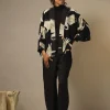 Best Sale One Hundred Stars Stork Black Crepe Kimono