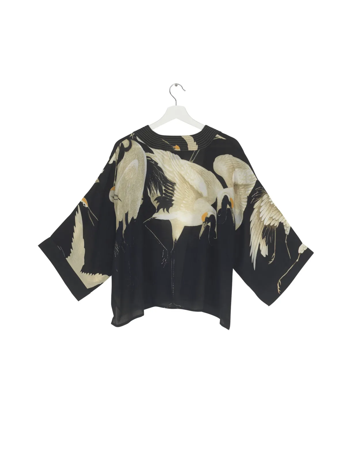 stork_black_crepe_kimono_3.webp Best Sale One Hundred Stars Stork Black Crepe Kimono