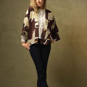 Online One Hundred Stars Stork Burgundy Kimono