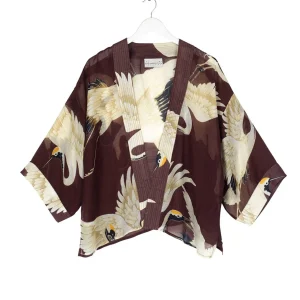 Online One Hundred Stars Stork Burgundy Kimono