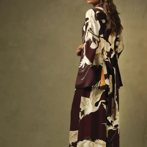 Hot One Hundred Stars Stork Burgundy Palazzo Pant