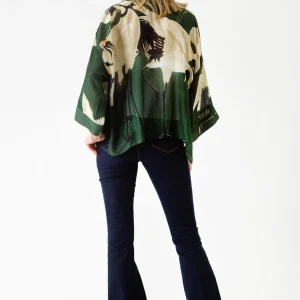 Outlet One Hundred Stars Stork Forest Green Kimono