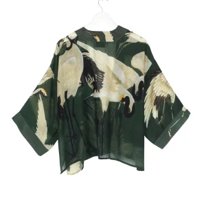 Outlet One Hundred Stars Stork Forest Green Kimono