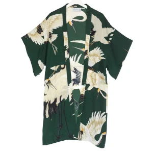Cheap One Hundred Stars Stork Forest Green Midi Kimono