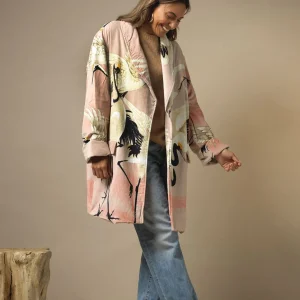 New One Hundred Stars Stork Pink Velvet Boyfriend Jacket