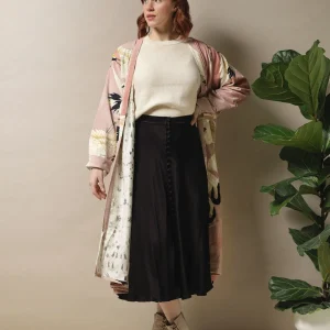 New One Hundred Stars Stork Pink Velvet Duster Coat