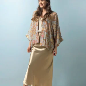 Cheap One Hundred Stars Tudor Rose Grey Kimono